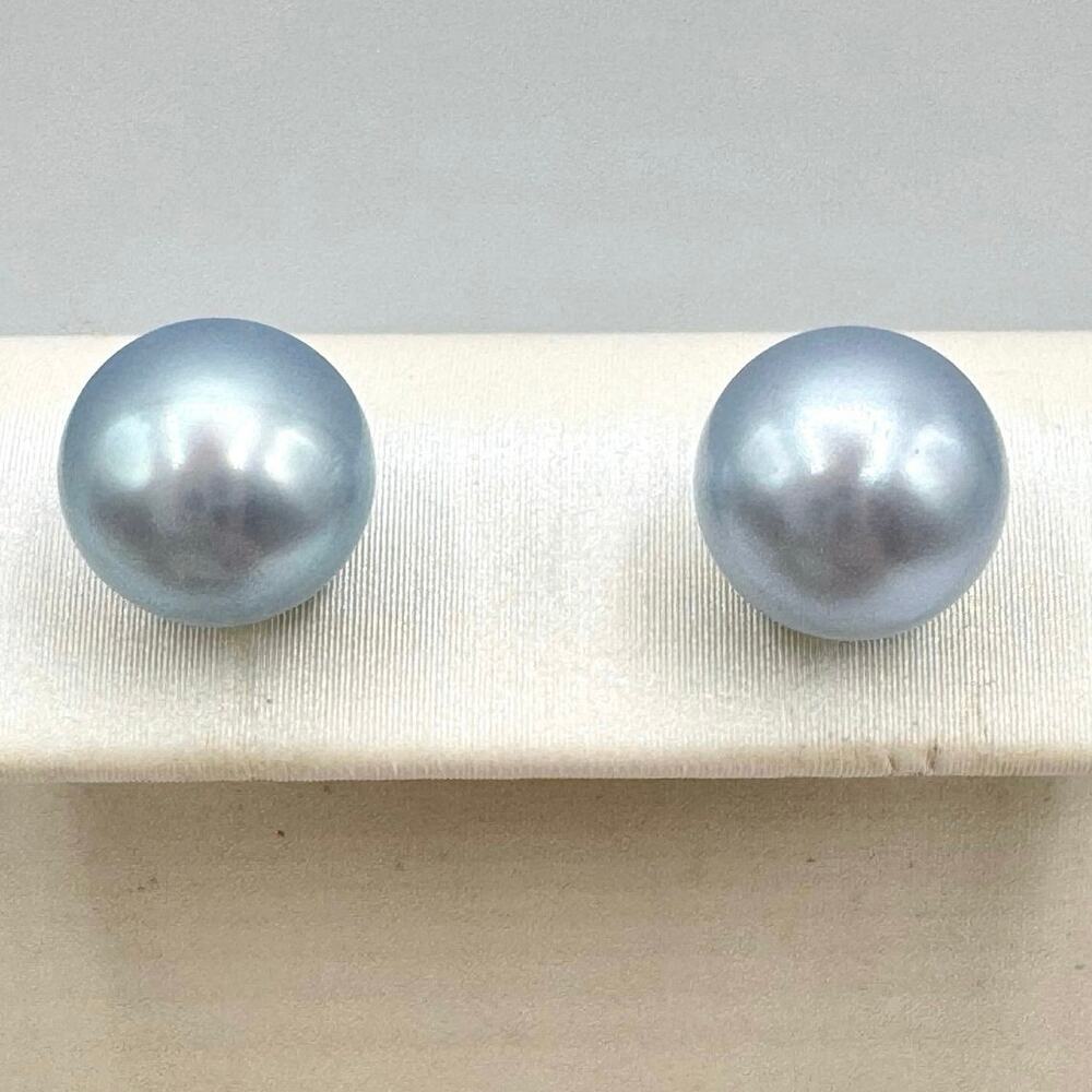 Signed Honora Baby Blue Pearl Stud Earrings 925 Sterling Silver 8mm Baby Shower